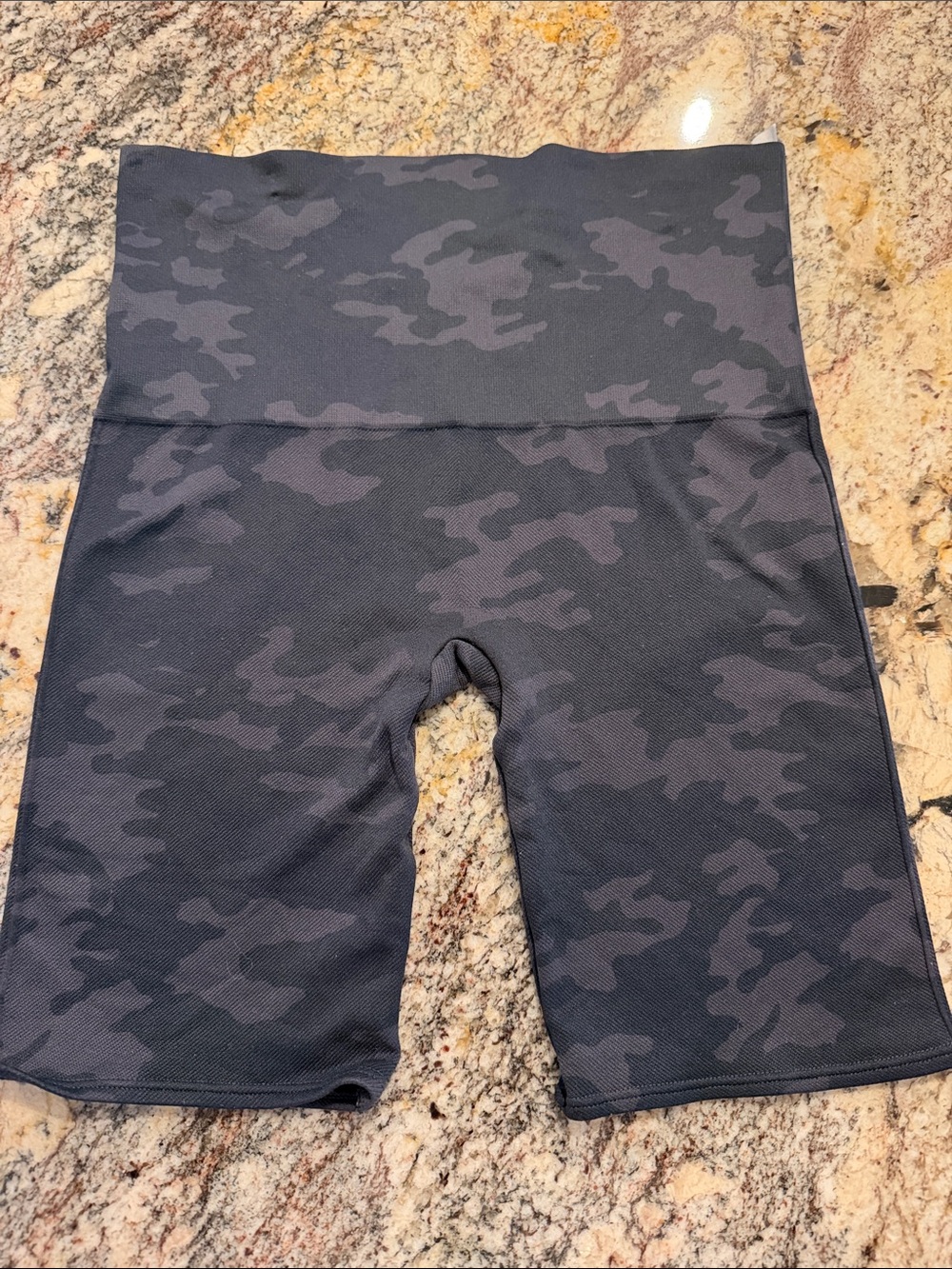 SPANX High-Waist Black Camo Bike Shorts